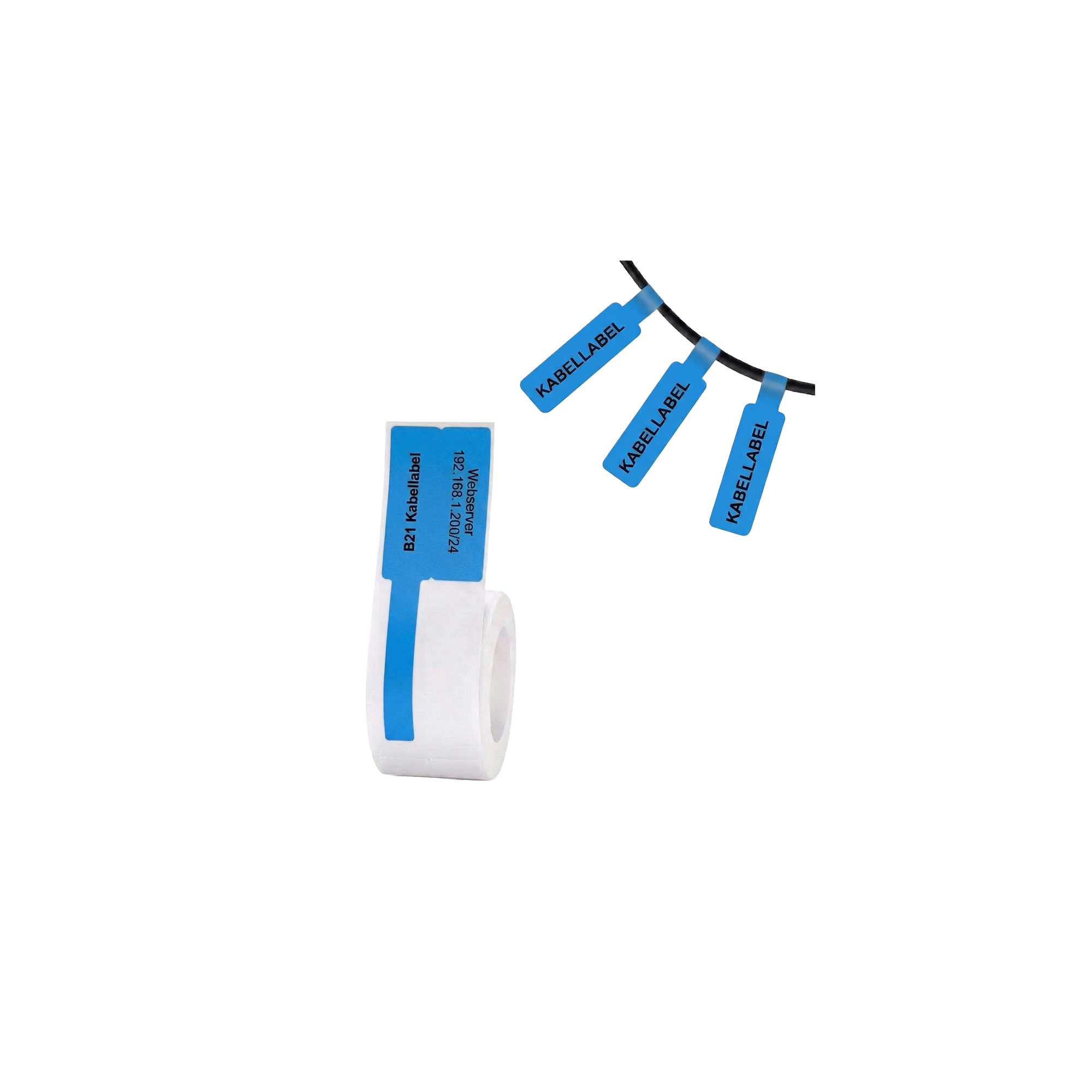 Labels - 25x38mm - 40mm tail - 100pcs - Cable - Blue