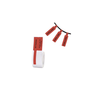 Labels - 25x38mm - 40mm tail - 100pcs - Cable - Red