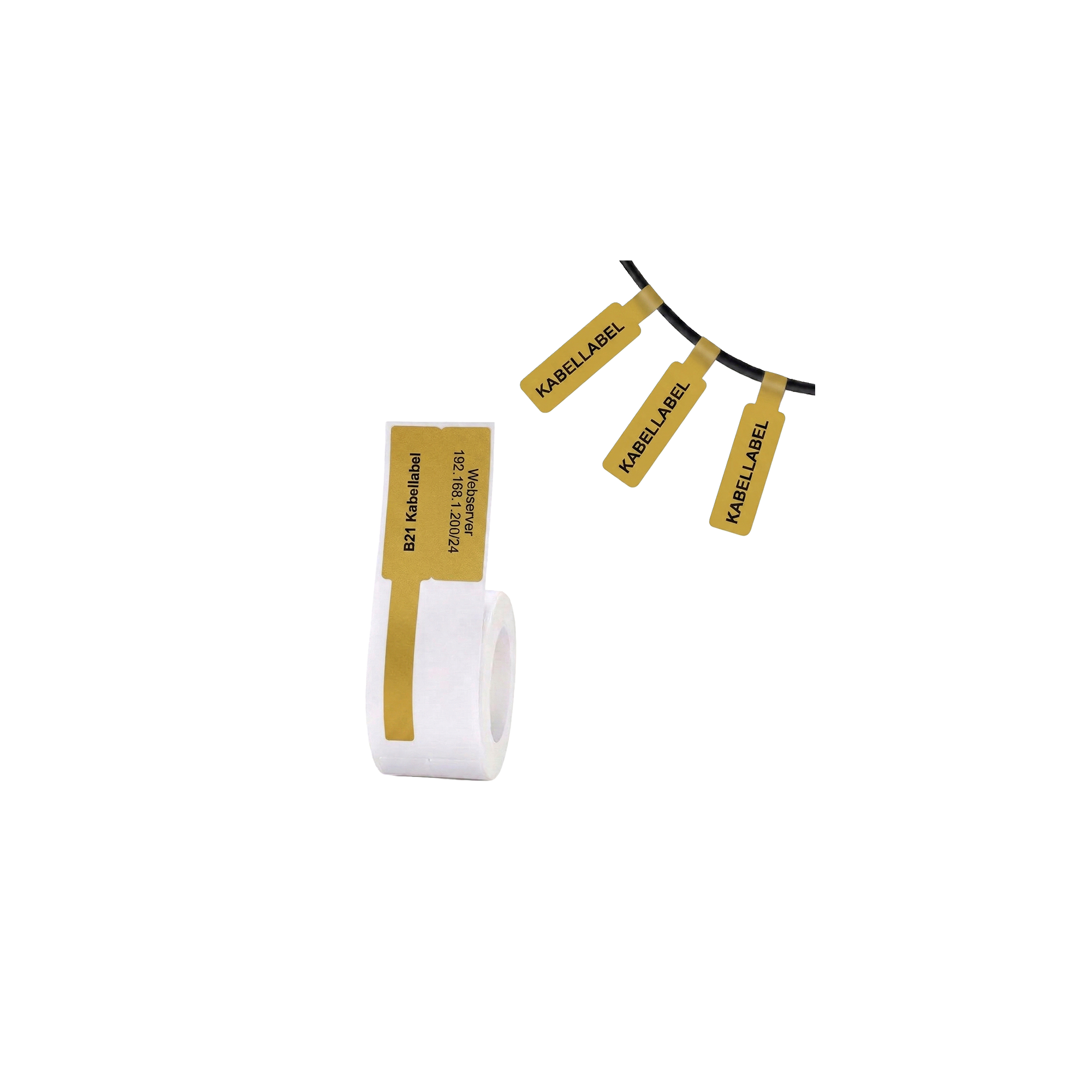 Labels - 25x38mm - 40mm tail - 100pcs - Cable - Yellow
