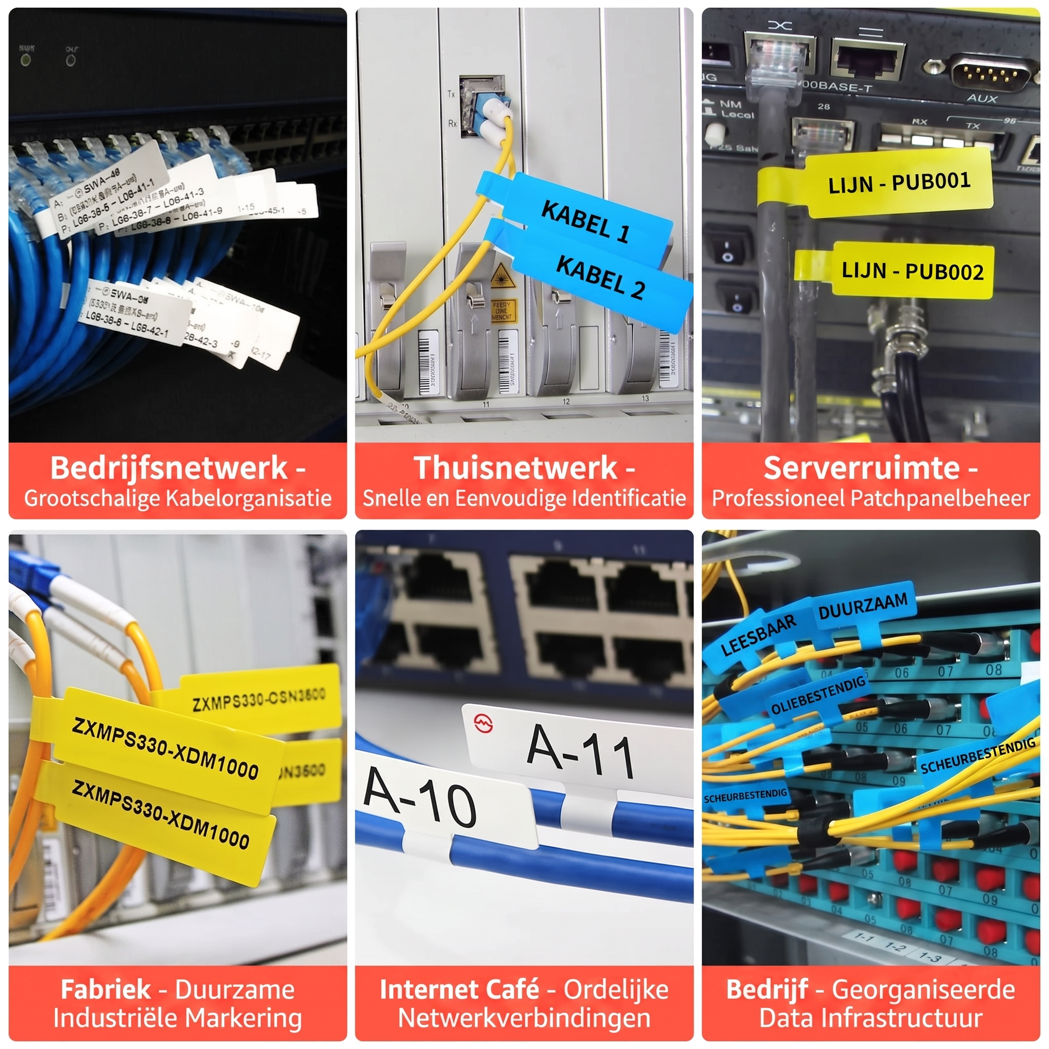 Labels - 25x38mm - 40mm tail - 100pcs - Cable - Yellow