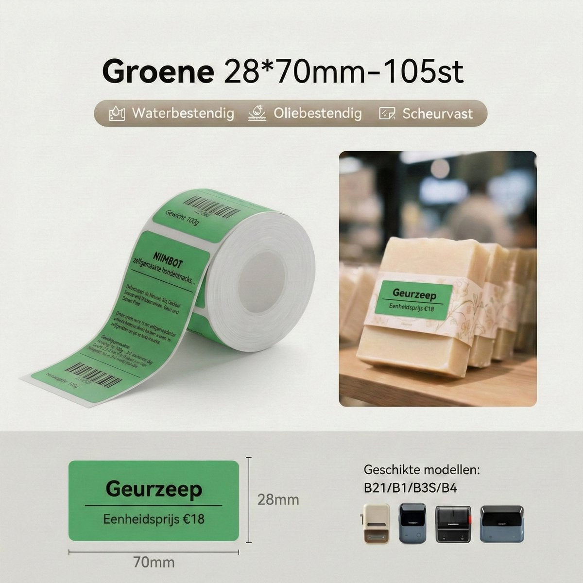 Étiquettes - 28x70mm - 105 pcs - Vert