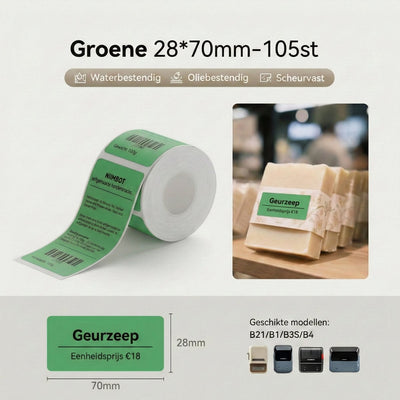 Étiquettes - 28x70mm - 105 pcs - Vert