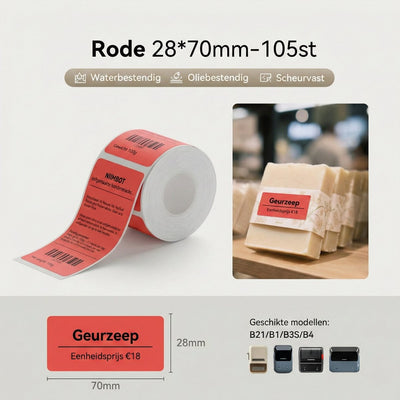 Labels - 28x70mm - 105pcs - Red