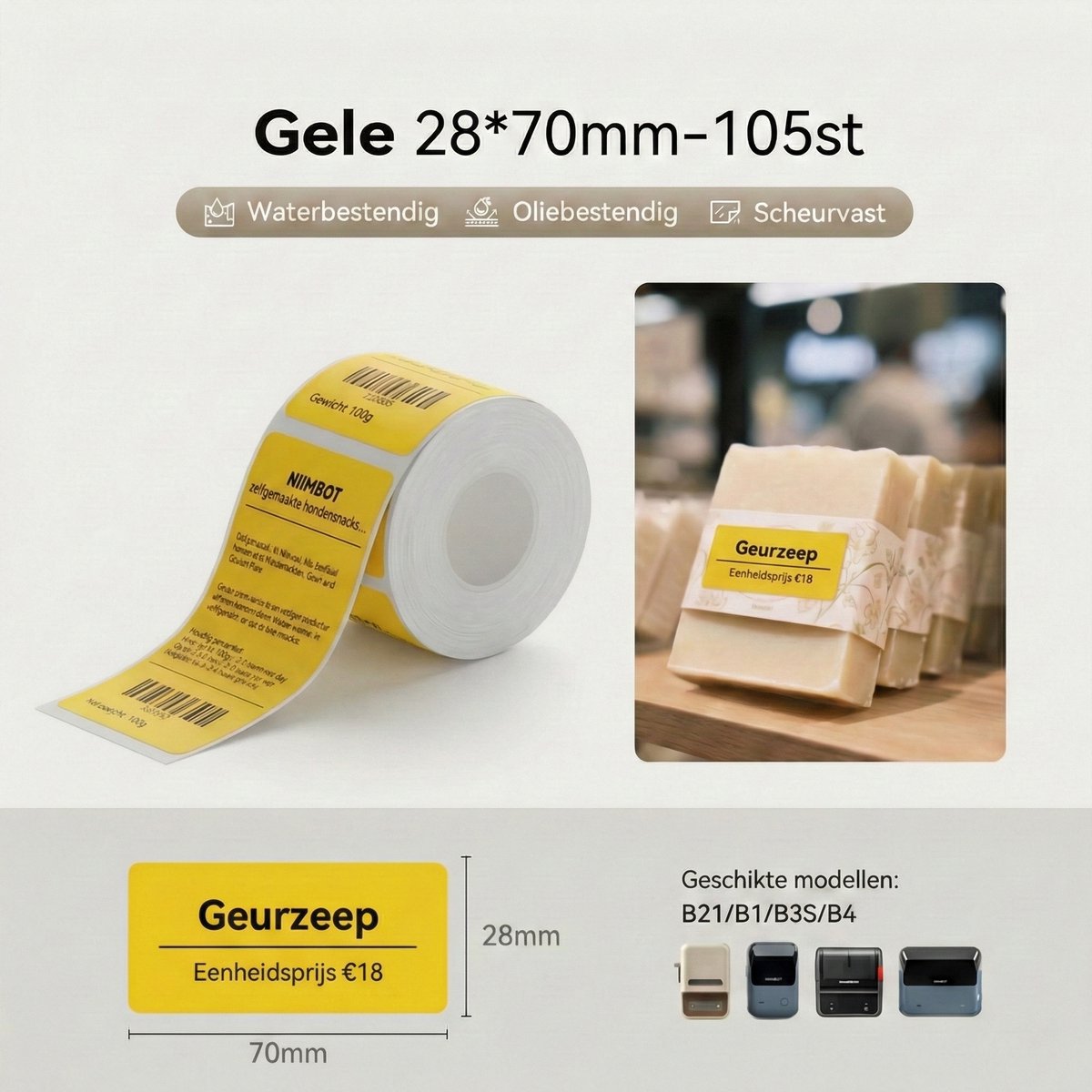 Étiquettes - 28x70mm - 105 pcs - Jaune